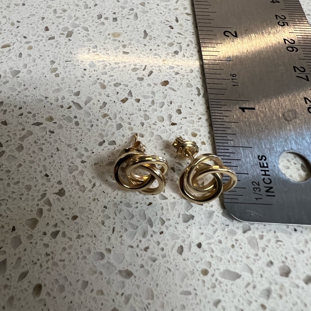 Solid 14k Yellow Gold Multi Circle Post Earrings - image 3